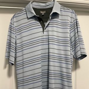 Ashworth golf shirt.  Light gray w/blue stripe.  XL.